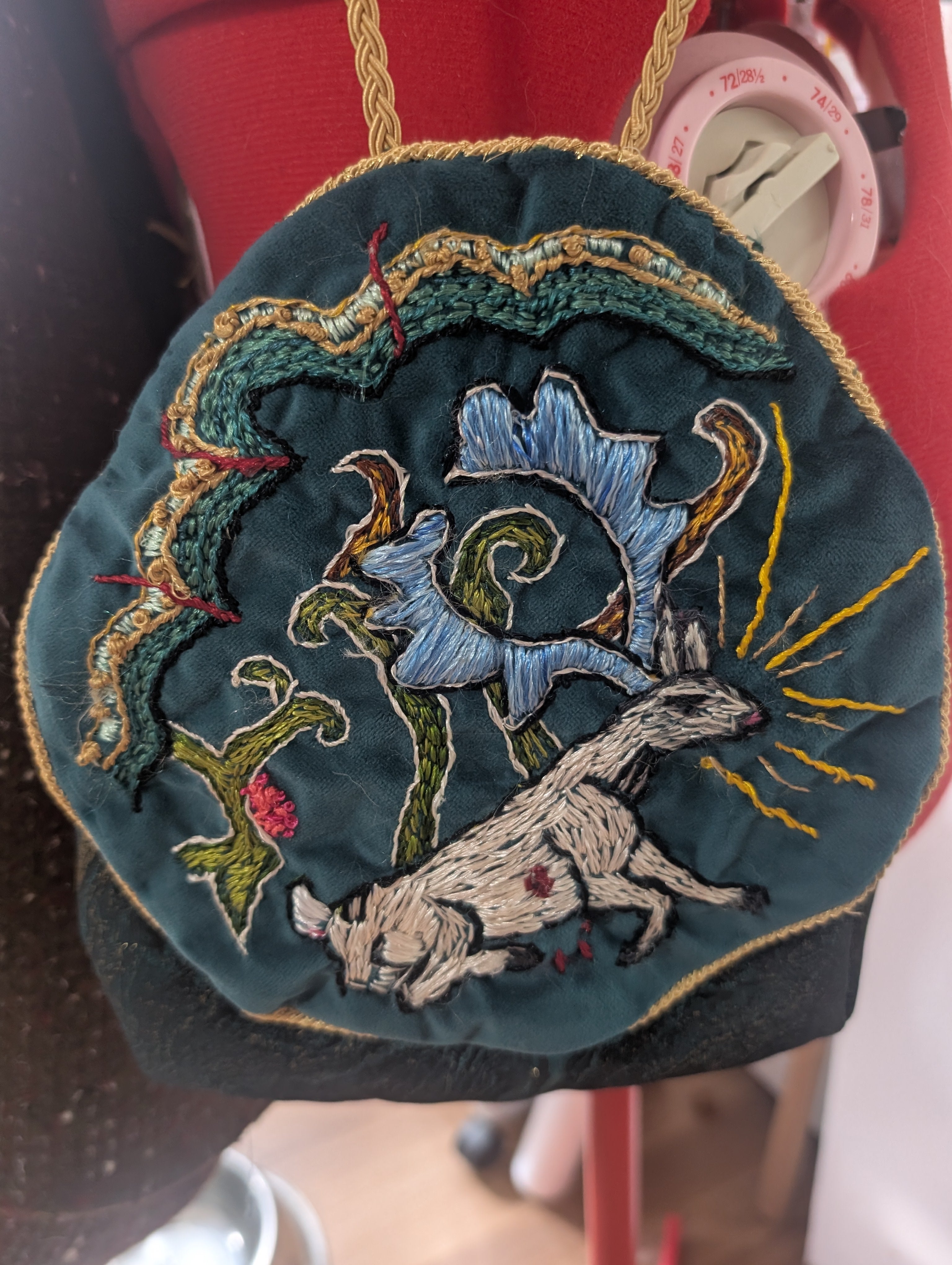 Hand Embroidered Bleeding Stag Bag