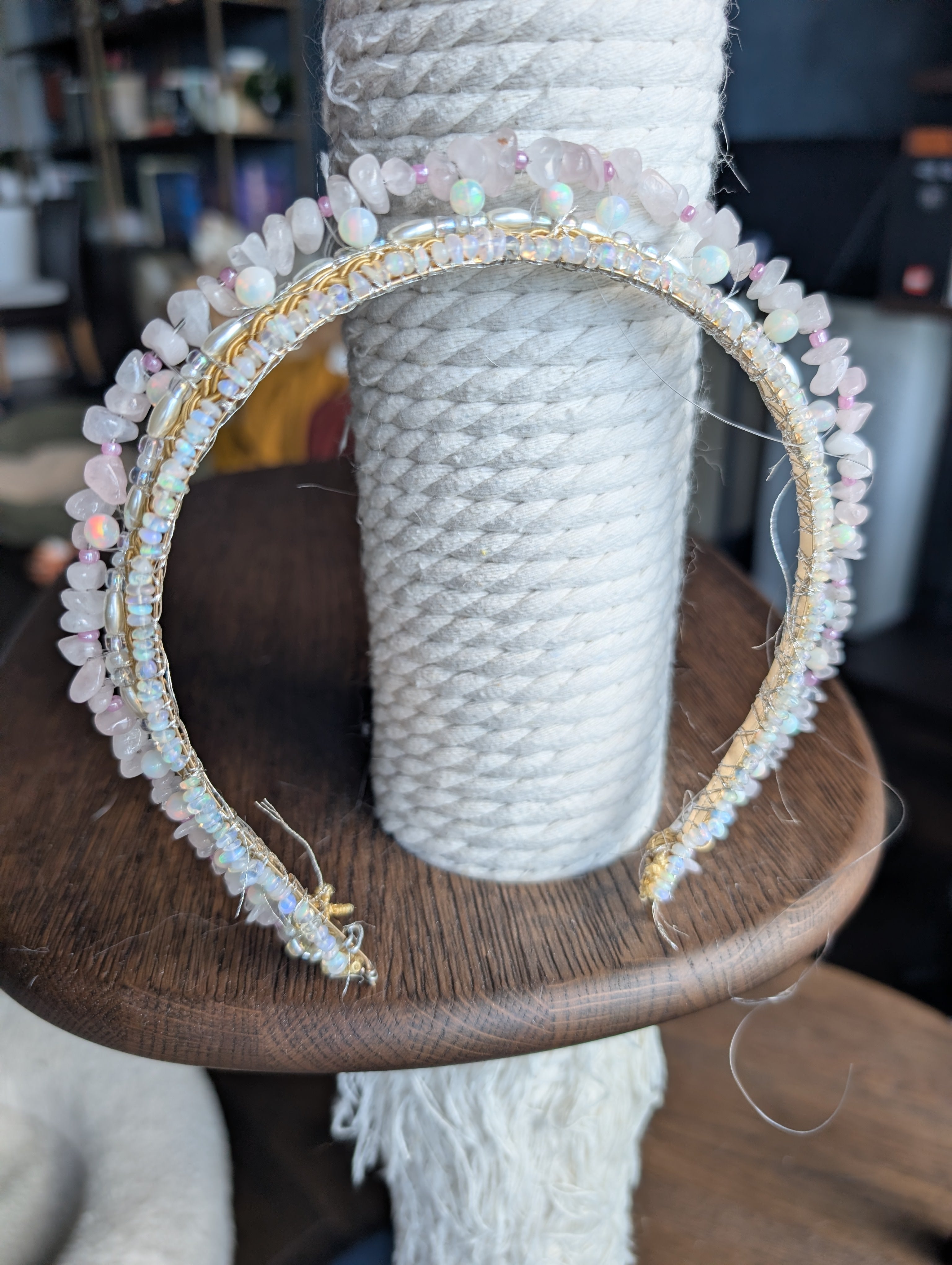 Rose Quartz & Ethiopian Fire Opal Kokoshnik