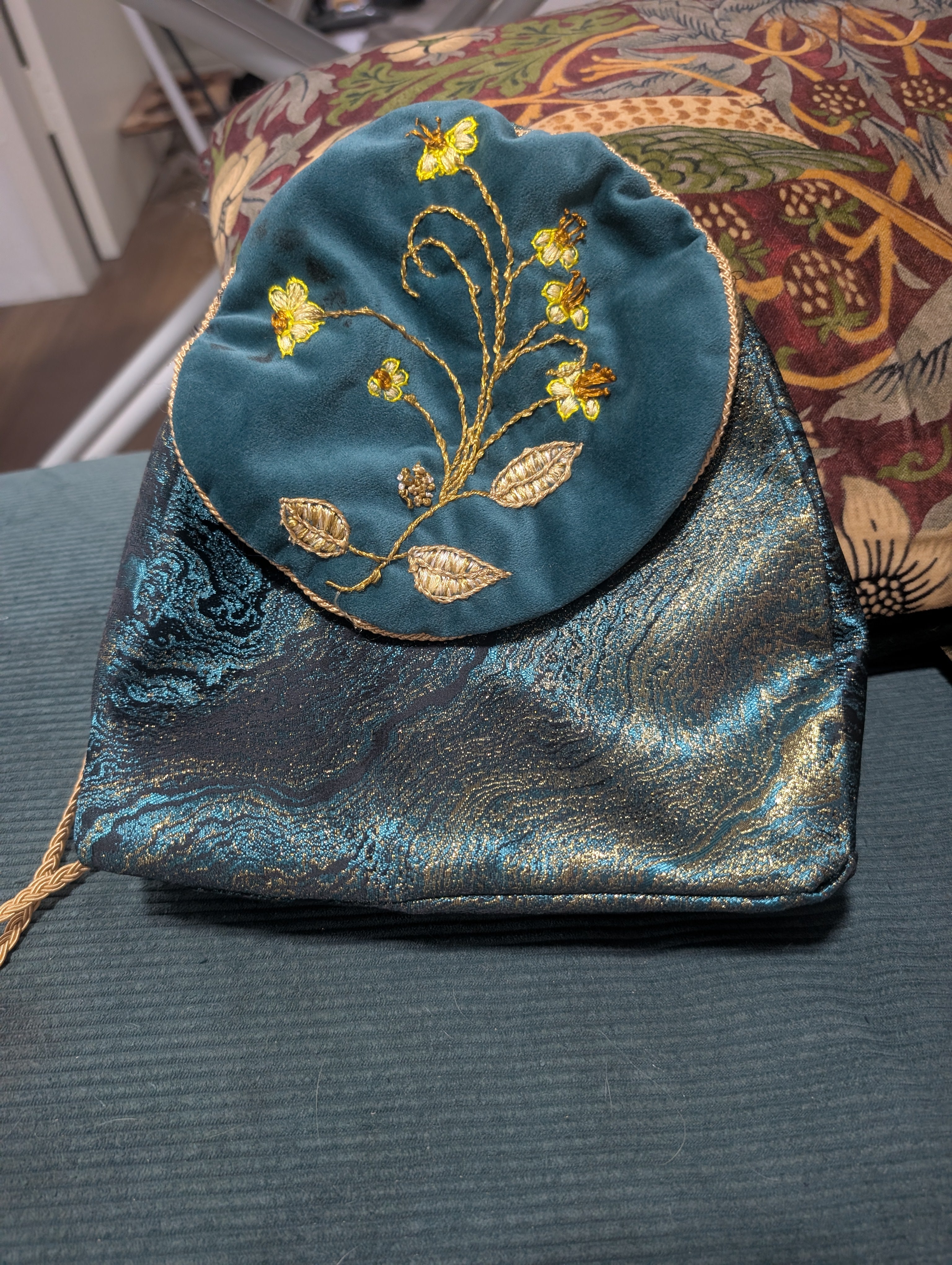 Mulberry Silk Lined Embroidered Botanical Bag