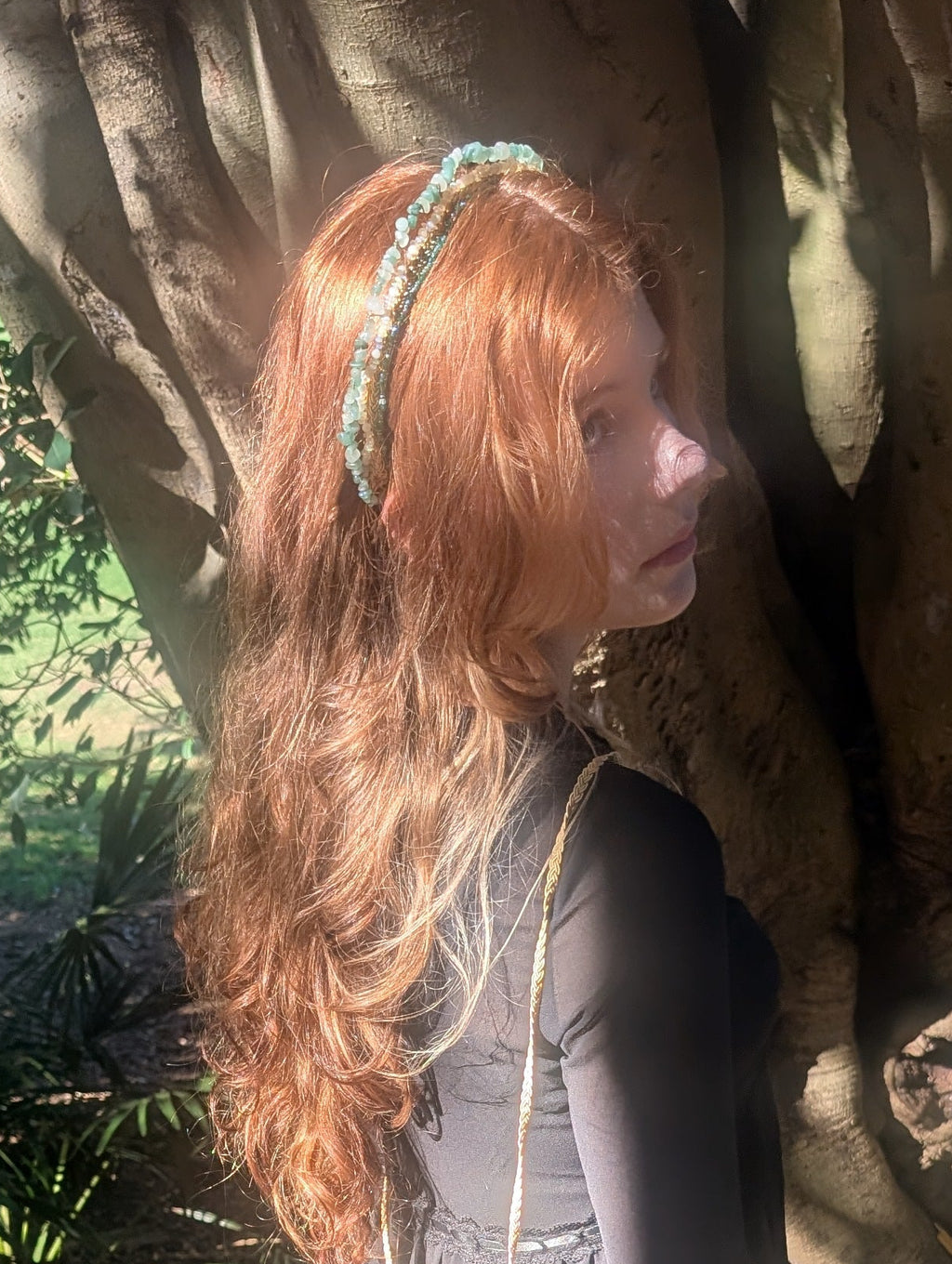 Ethiopian Fire Opal & Green Quartz Beaded Bridal Kokoshnik