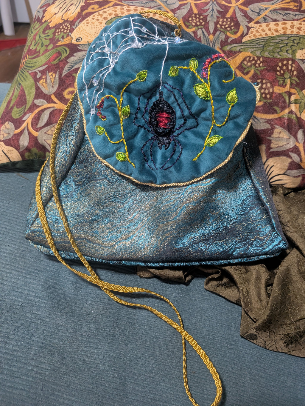 Hand Embroidered Spider Bag
