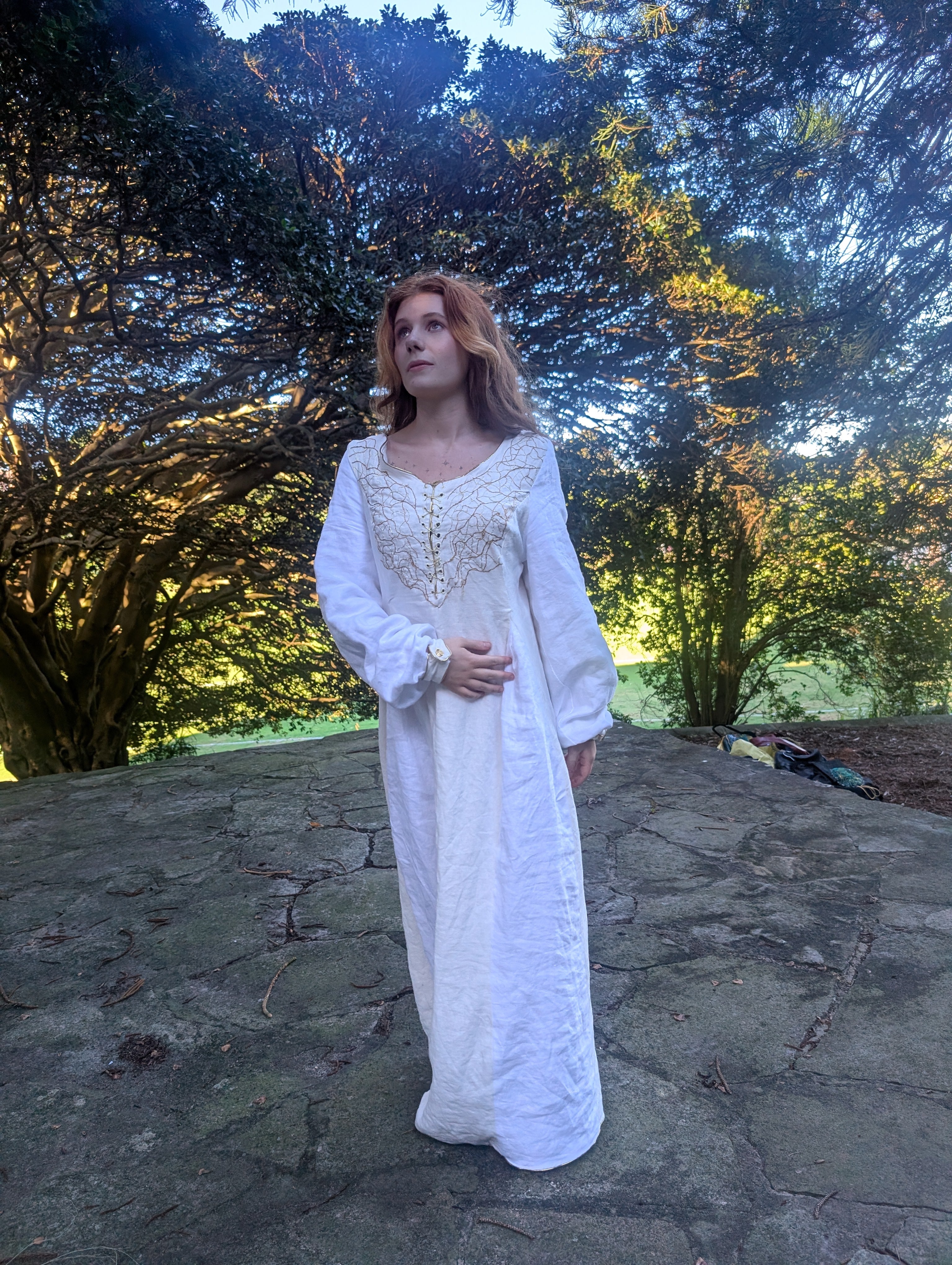 "Helaena" - Custom Hand Embroidered Linen Chemise - Made to Order