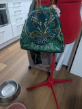 Green Jacquard & Mulberry Silk Botanical Bag