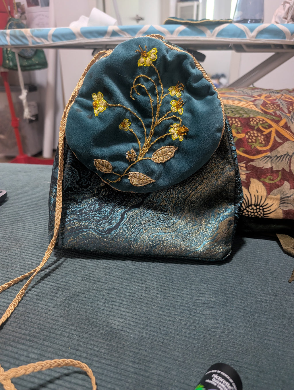 Mulberry Silk Lined Embroidered Botanical Bag